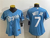 Women's Kansas City Royals #7 Bobby Witt Jr. Light Blue Cool Base Stitched Jersey,baseball caps,new era cap wholesale,wholesale hats